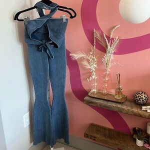Maniere de Voir Denim Legging Blue Set with Halter Top UK 8 US 4